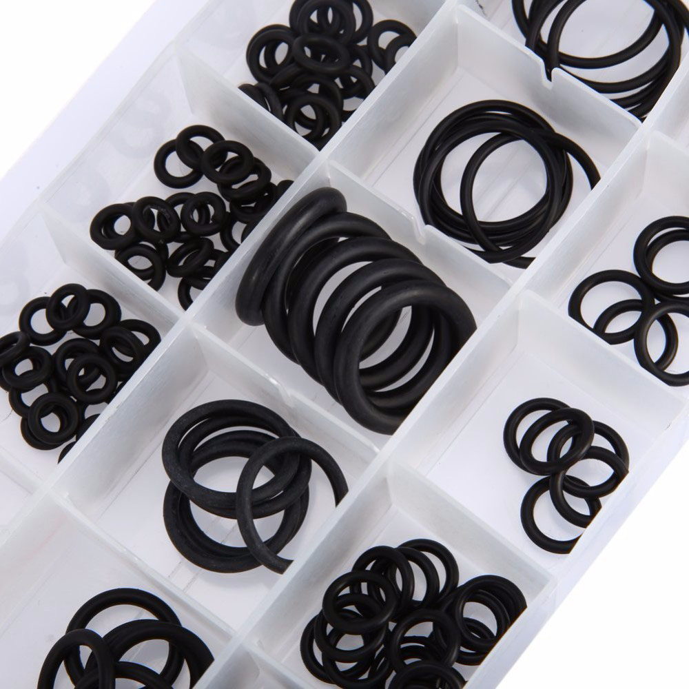 225pc Black Rubber O-Ring Washer Seal Gasket Assortment Kit for Car Hot