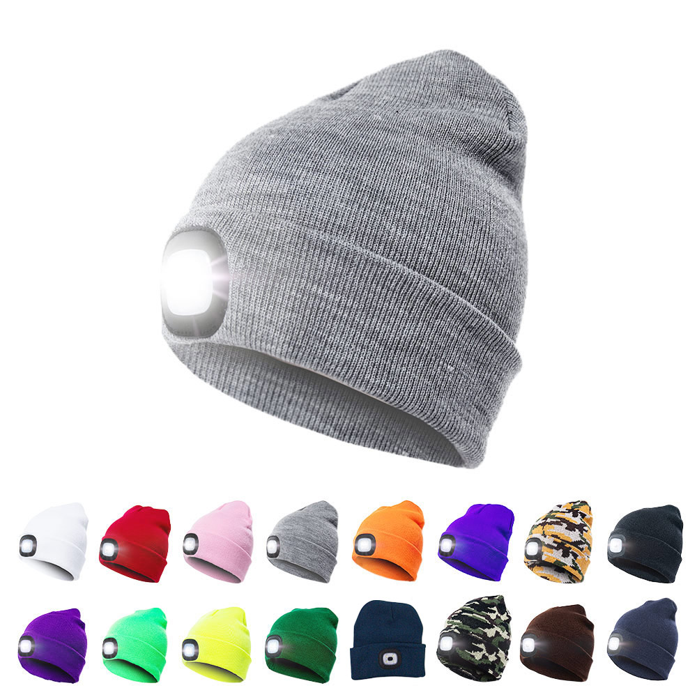Unisex 5 LED Knitted Flashlight Beanie Hat Knit Unisex Hat Cap Camping Headlamp
