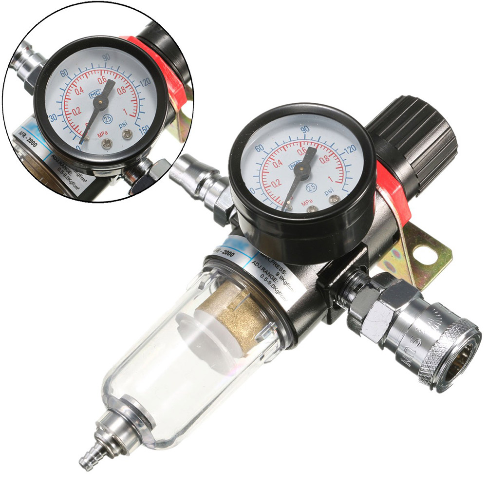 Pressure Regulator Air Control Compressor Pneumatic Filter w//Fitting 1//4in GOOD