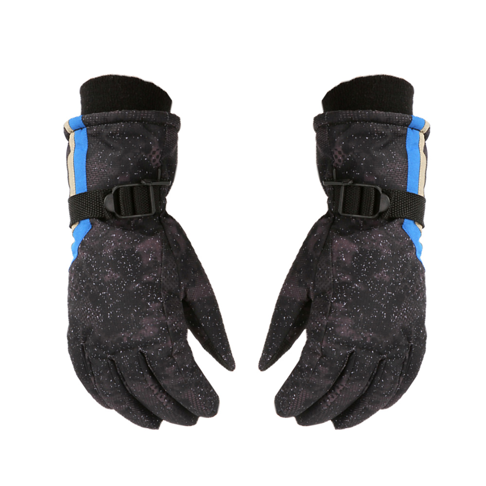 hgfter Winter Ski Gloves for Boys//Girls Kids Children Warm Snowboard Skating Cycling Mittens with Adjustable Strap Black