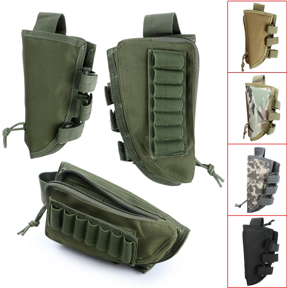 Military Tactical Buttstock Rifle Shell Holder Cheek Rest Stock Pouch ...