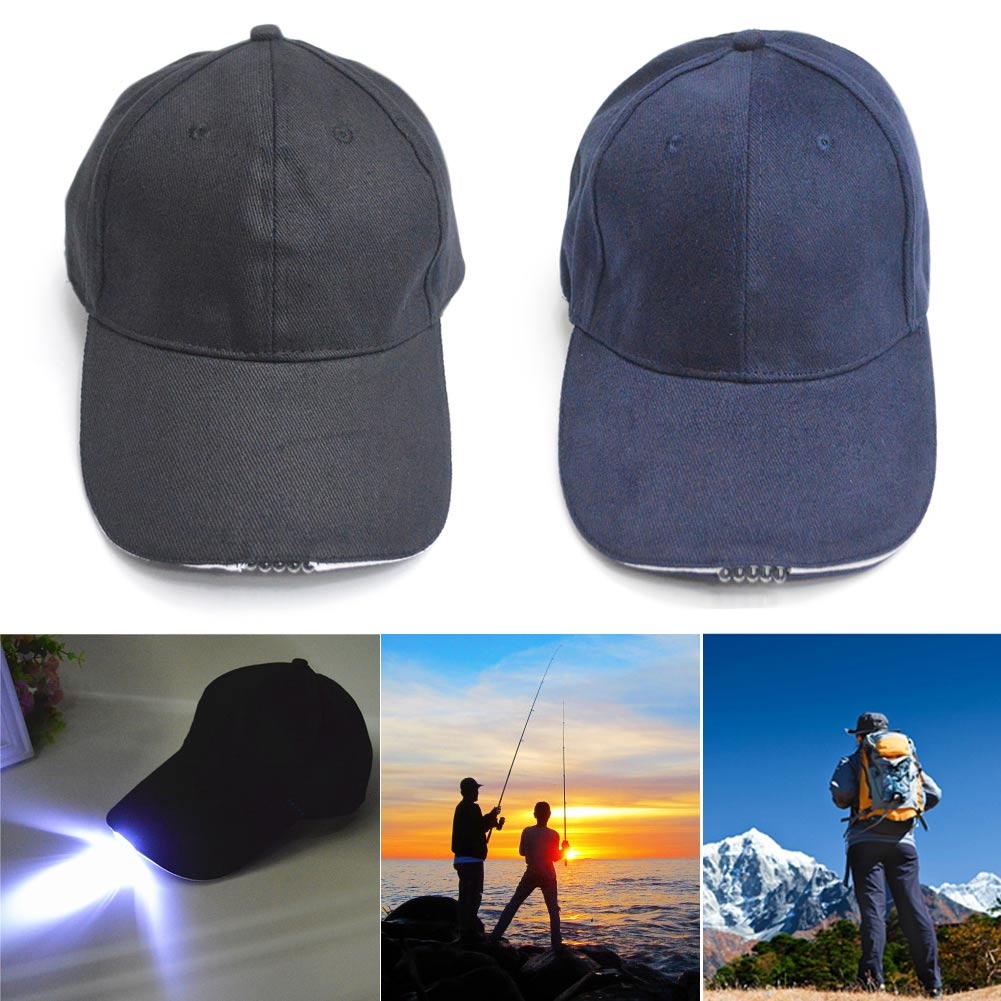 5 LEDs Baseball Cap With Lights Adjustable Hat Fishing Camping Hiking Caving