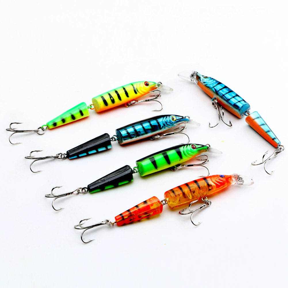 Lot Double Section Bionic Fishing Lure Crank Bait Tackle Bass Hook Durable M9O3 