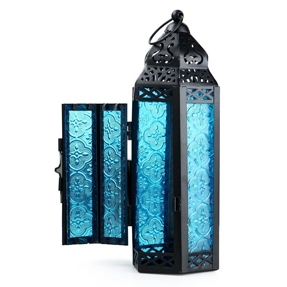 Glass Metal Moroccan Delight Garden Candle Holder Table/Hanging Lantern 