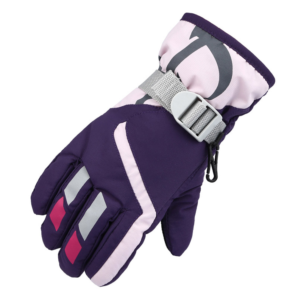 Color:Purple:Kids Children Ski Gloves Thermal Warm Waterproof Winter Snow Snowboard Outdoor