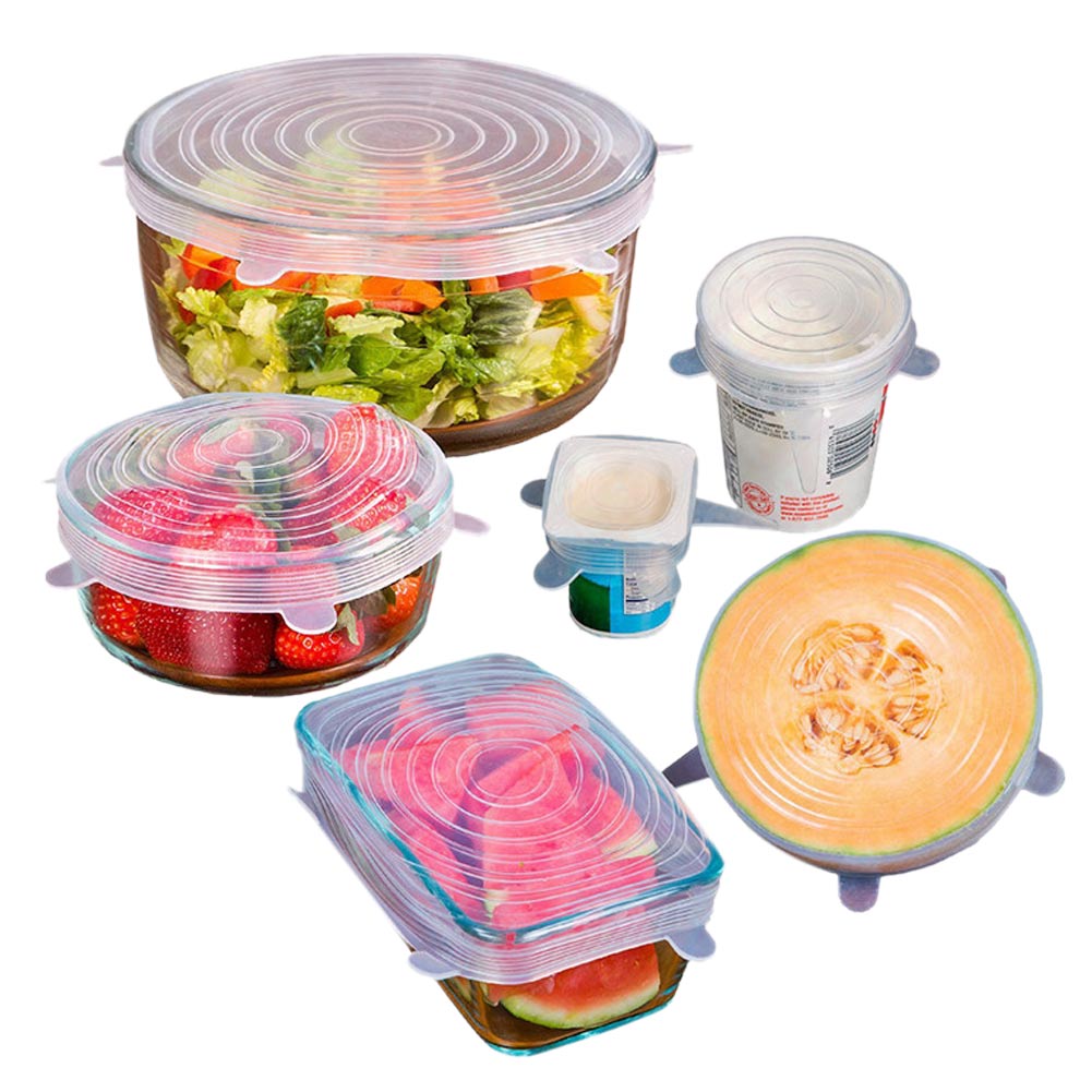 6X Practical Reusable Stretch Lids Food and Bowl Covers Containers Dishes Bowl 