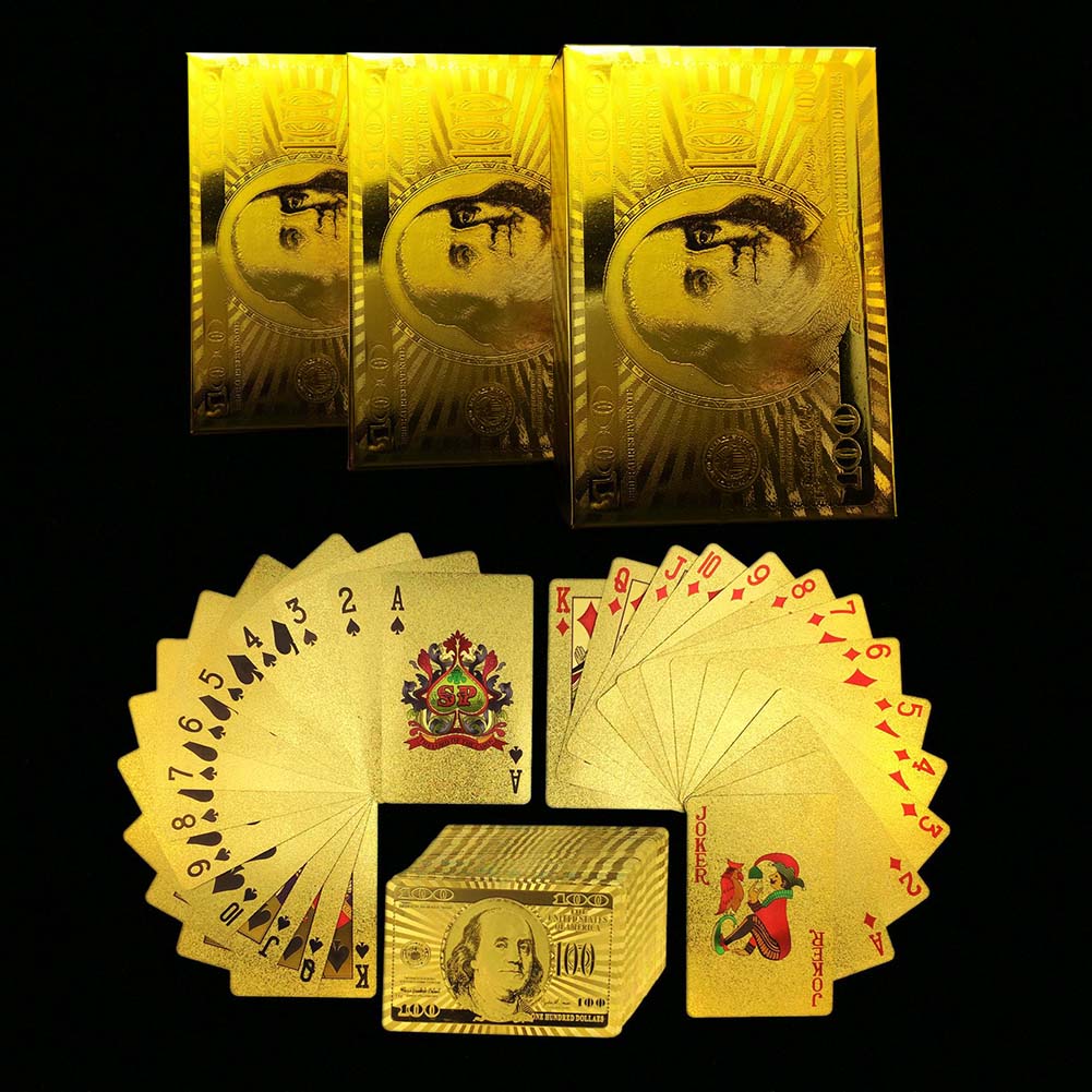 24K Oro Plateado jugando a las Cartas Poker Juego Cubierta Caja De Regalo 99.9% Impermeable UK Post 