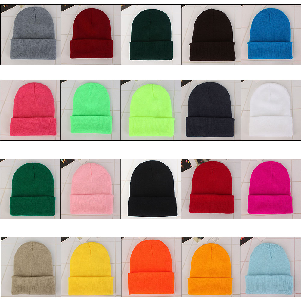 Men's Women Beanie Knit Ski Cap Hip-Hop Blank Color Winter Warm Unisex Wool Hat