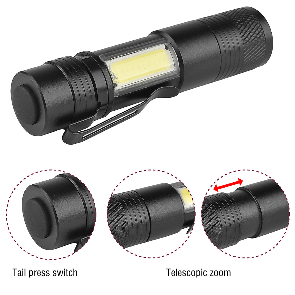Waterproof 2000LM Pocket LED Flashlight 1 Mode Zoomable LED Torch Mini Penlight