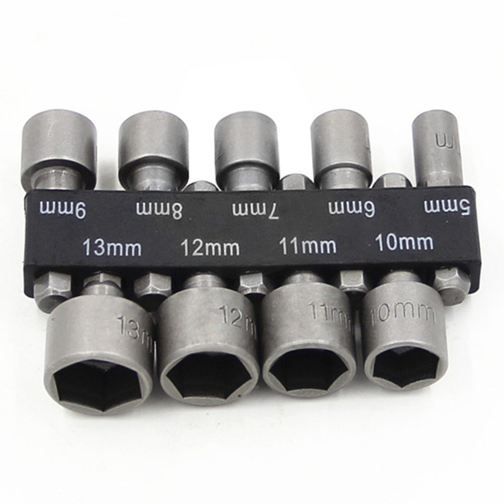 7mm Magnetic Ratchet Socket Nut Adapters Electric Drill Bits 1/4inch Hex Shank