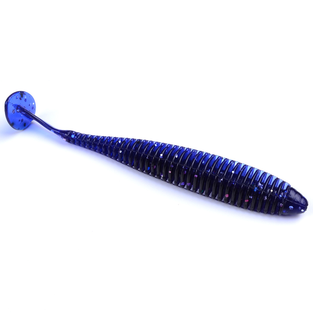 10pcs/Set T-shape Tail Shad Worms Fishing Lure Soft Crank Bait Swimbait #D 