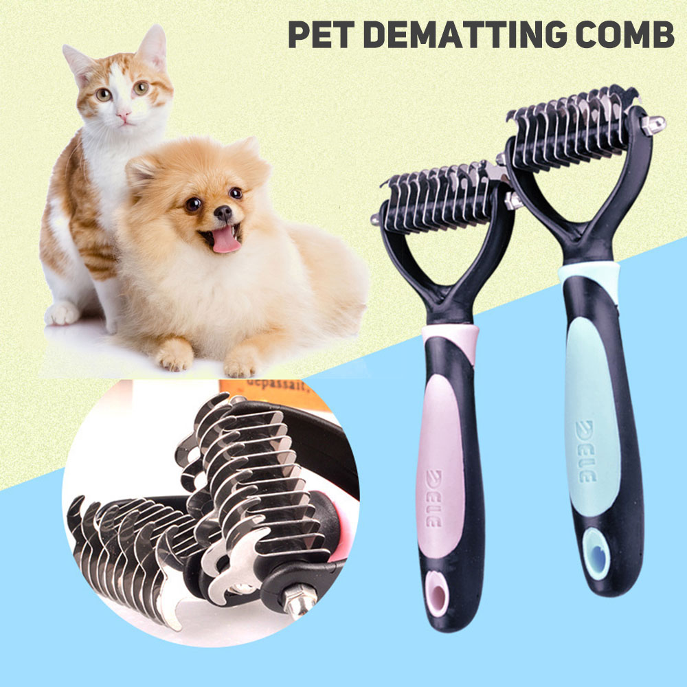 Pet Dog Cat Hair Fur Shedding Blade Trimmer Grooming Rake Dematting Comb Brush